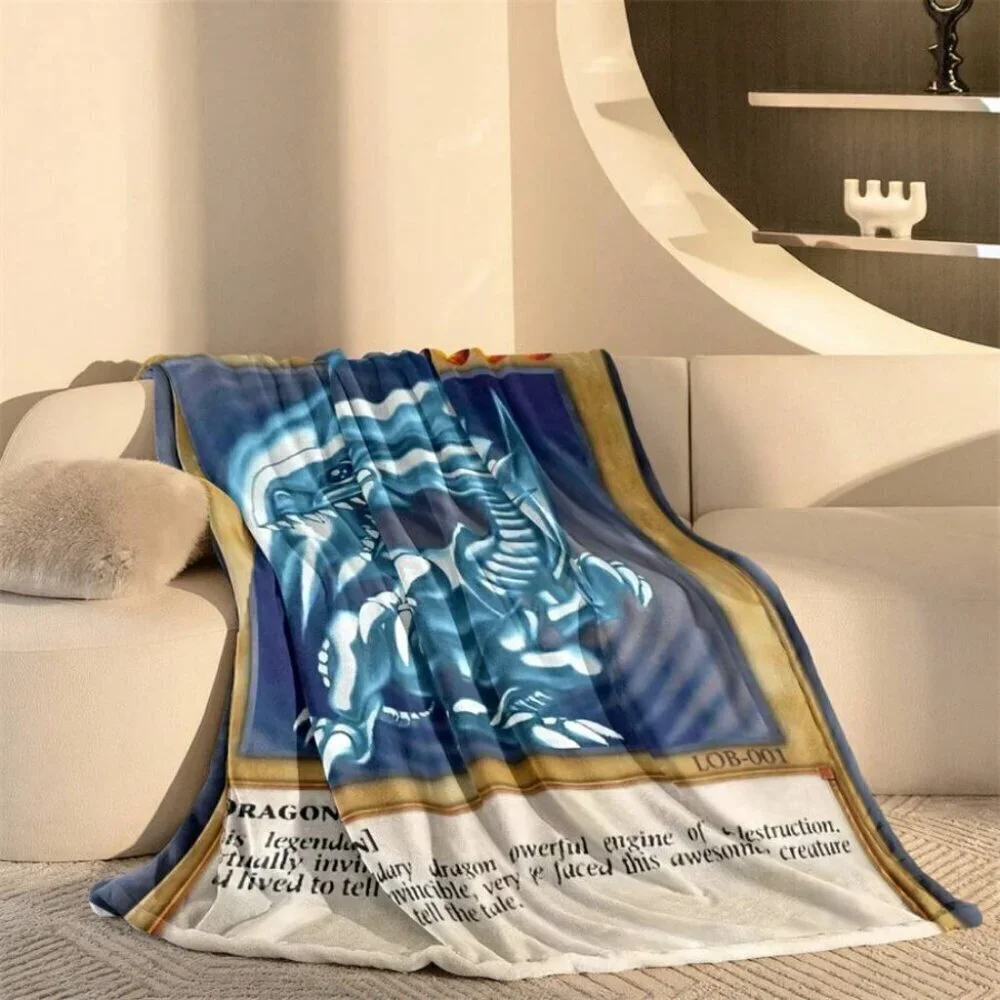 1pc Blue-Eyes White Dragon Anime Throw Blanket Soft Plush Vintage Style